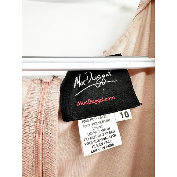 Mac Duggal 9064 Blush Embellished Cap Sleeve Faux Wrap Trumpet Gown 10 NWT - Picture 5 of 7